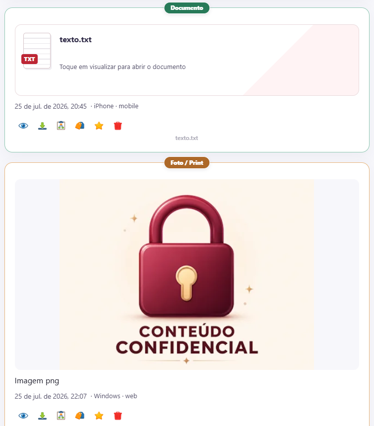 classificação automática do conteúdo e possibilidade de incluir senha para abertura